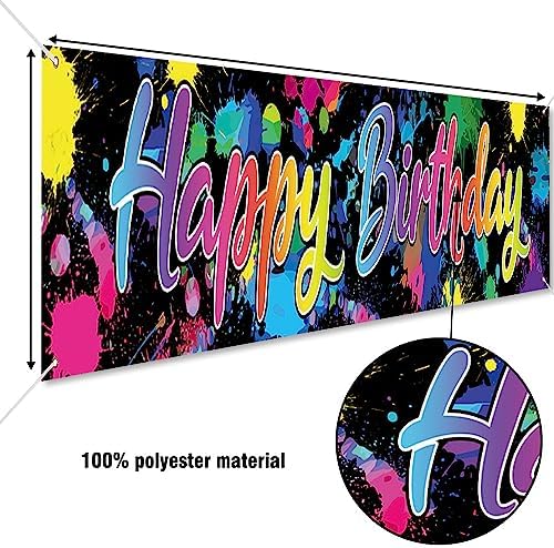 118 x 20 Inches Neon Happy Birthday Yard Banner Sign