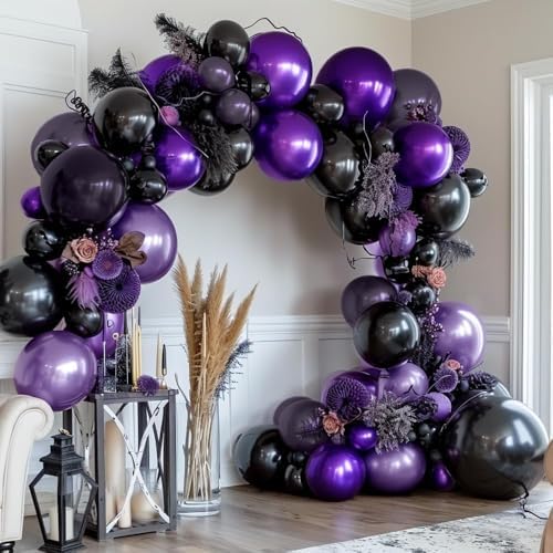 Purple and Black Balloons Garland Arch Halloween Party Decoration Kit
