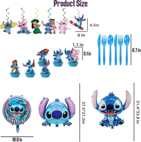 Stitch Themed Birthday Party Supplies Set 123 Pieces Blue