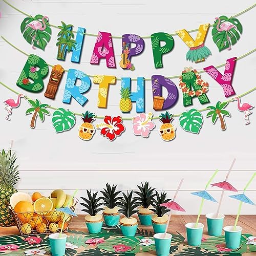 Hawaiian Birthday Banner 3 Pack Luau Decorations