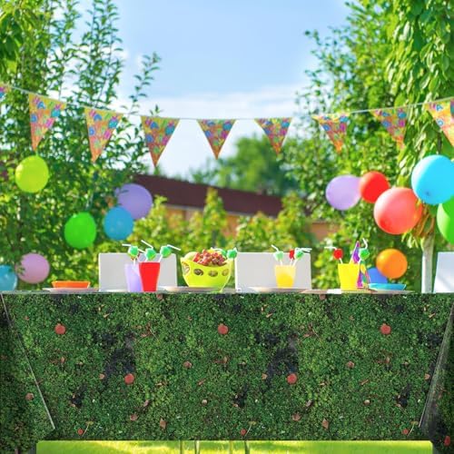 Tiamon 3 Pcs Green Moss Tablecloth for Forest Themed Parties