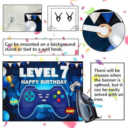 Level 7 Birthday Party Banner Decorations for Kids