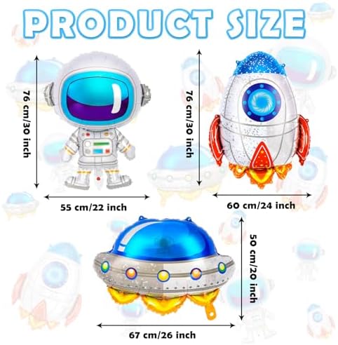 6 Pcs Astronaut UFO Rocket Foil Balloons for Kids