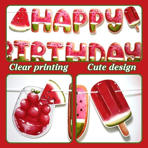 Watermelon Birthday Banner for Summer Party Decor