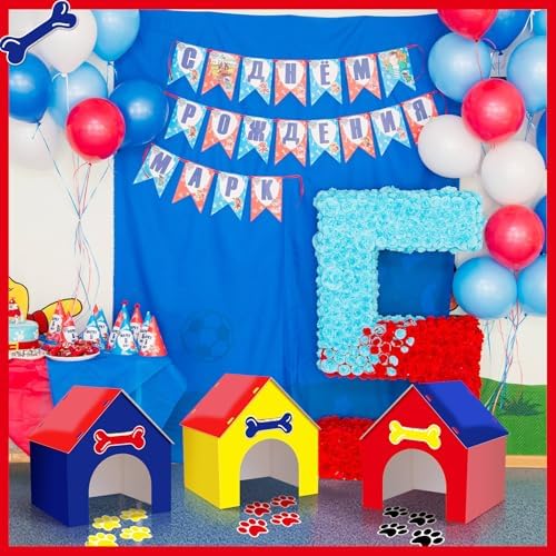 3 Set Dog Paw Birthday Party Decorations Red Yellow Blue