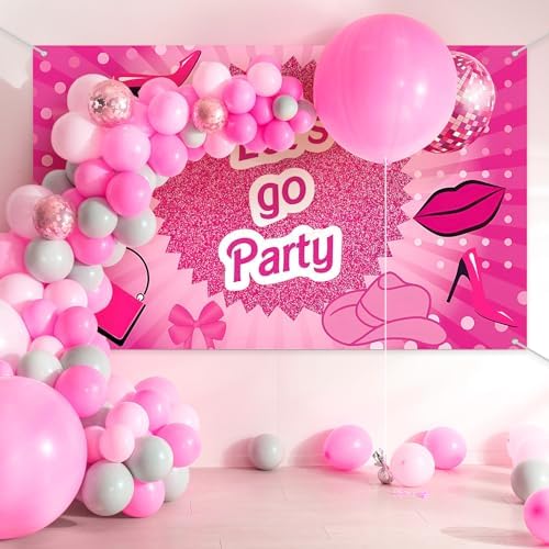 Pink Lets Go Party Banner 6x36ft Decorations