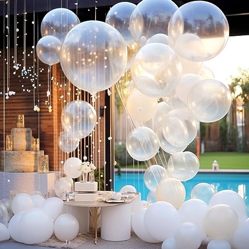 RUBFAC 129pc Clear Balloons Kit Various Sizes