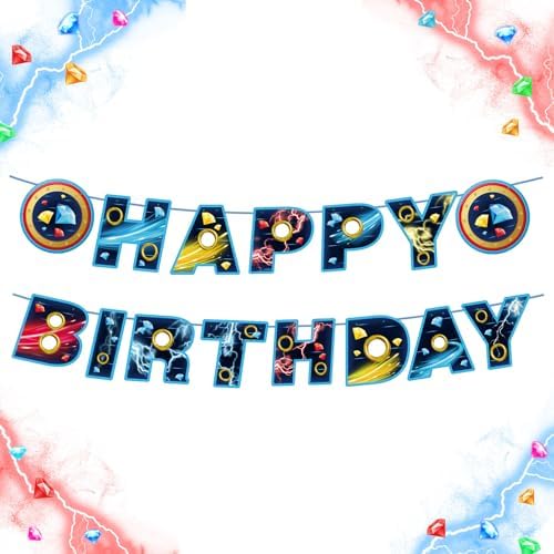 Blue Hedgehog Birthday Banner Preloaded and Ready to Hang