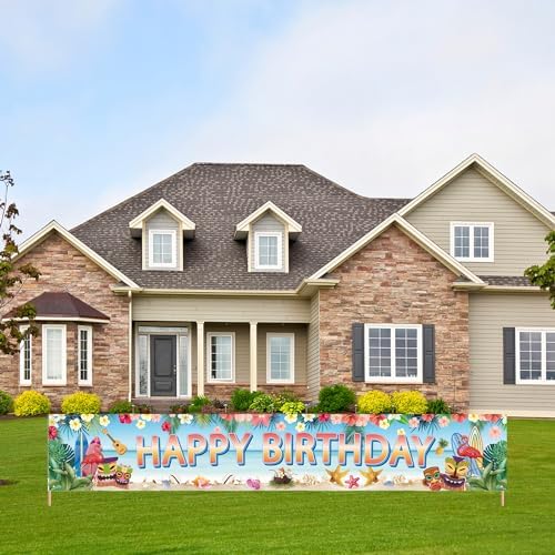 Hawaiian Birthday Party Banner with Luau Decorations