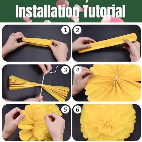 Qimoo 20pcs Dark Green Paper Pom Poms Decorations