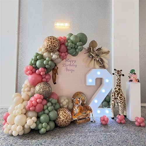 Pink Jungle Safari Balloons 60PCS Party Decorations