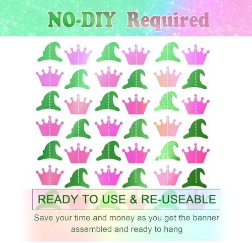 394 Ft Shiny Green Pink Witch Themed Party Garland