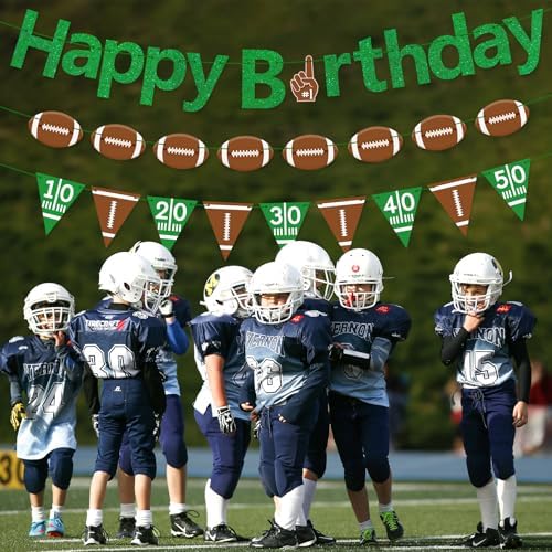 Football Happy Birthday Banner Green