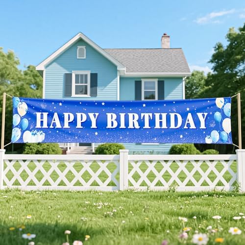 Blue Happy Birthday Banner for Boys and Girls