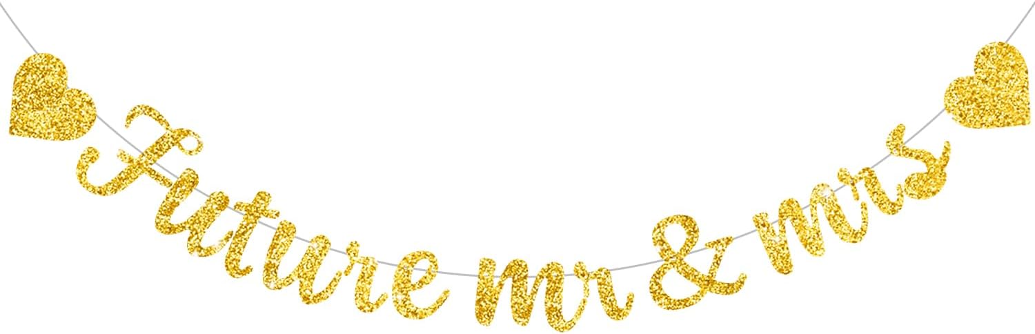 Glitter Gold Future Mr Mrs Decor Banner