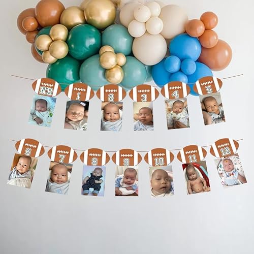 Football Birthday Photo Banner for Boys First Year Celebration