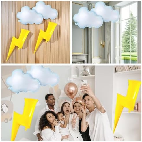 Flash Foil Balloons Cloud Balloons Lightning Bolt Decorations 8 Pcs