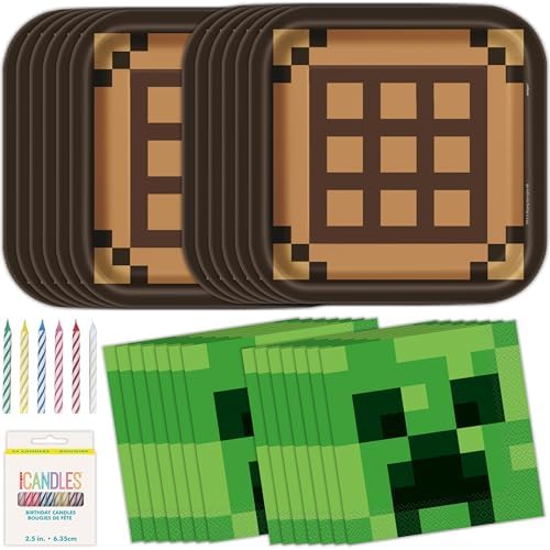 Unique 32 Minecraft Plates and Napkins Set