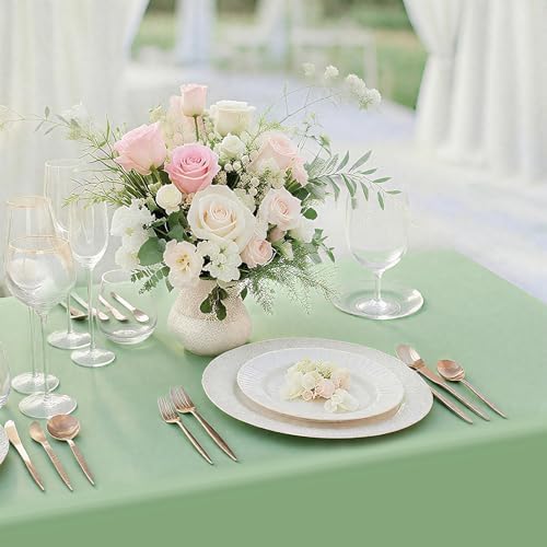 MRJ 3 Pack Sage Green Plastic Tablecloths 54x108 Inch for Rectangle Tables