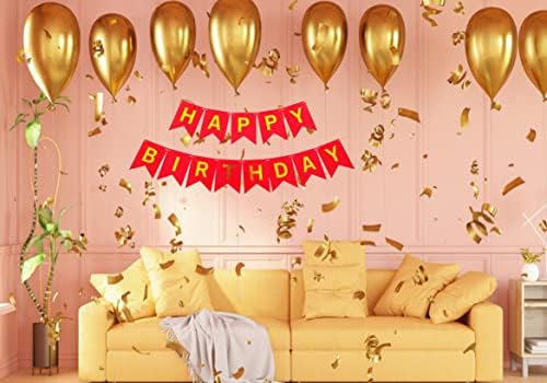 Red Happy Birthday Bunting Banner with Letters