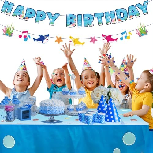 Shark Birthday Banner for Boys - Ocean Theme Decorations