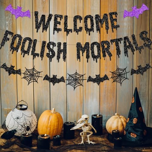 Biswiter Halloween Banner Decorations with Bat and Spider