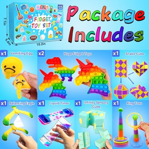 125 Piece Fidget Toy Assortment for Kids 4-12