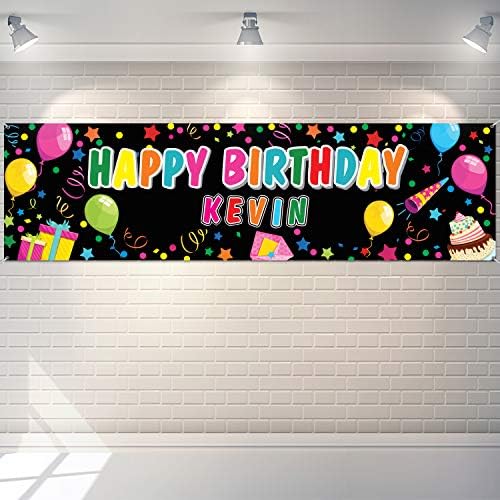 Tatuo Custom Birthday Banner with Name and Alphabet Stickers Black