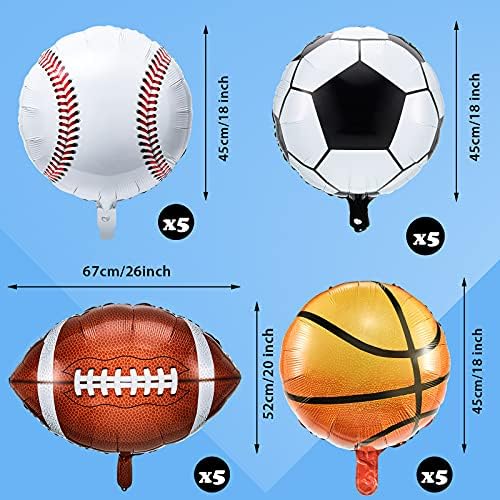 20 Pieces Sports Foil Balloon Set for Parties