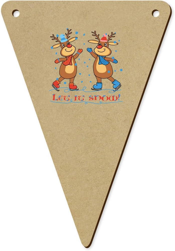 5 x 140mm Let It Snow Wooden Bunting Flags