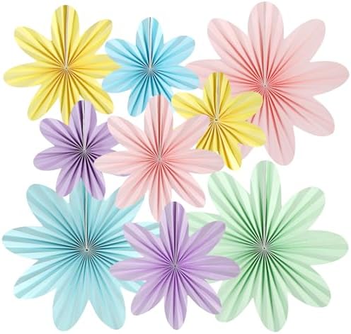 Kaluofan 9PCS Paper Fans Party Wall Decorations
