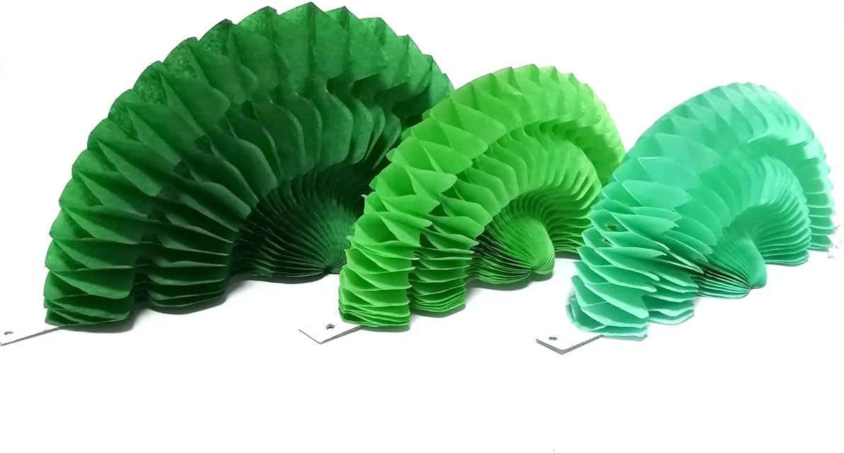 WKDGO Wall Hanging Paper Fans Honeycomb Balls 15Pcs Green Set