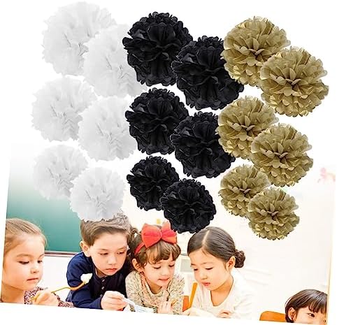 TOKIDNY 18pcs White Tissue Pom Poms for Party Decorations