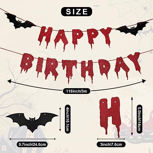 Red Glittery Halloween Birthday Banner