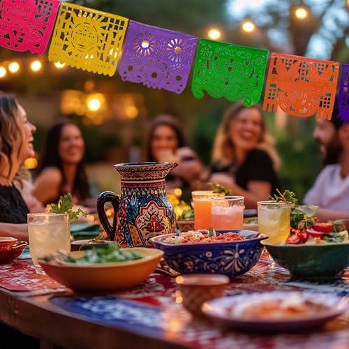Mexican Party Banners 5 Pack with 10 Plastic Flags