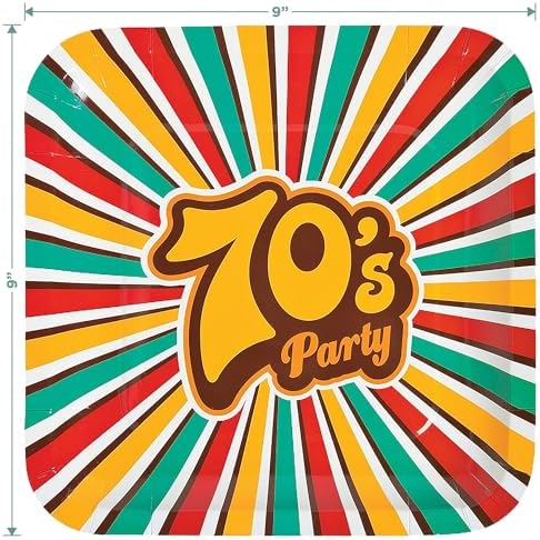 70s Decades Party Supplies - Funky Stripe Plates and Napkins Set
