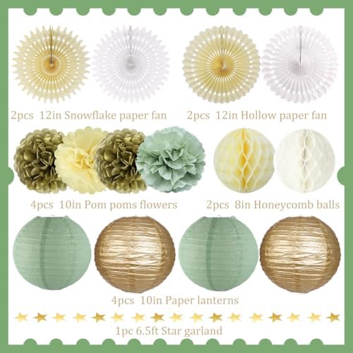YUNXUAN Sage Green Party Decor Kit