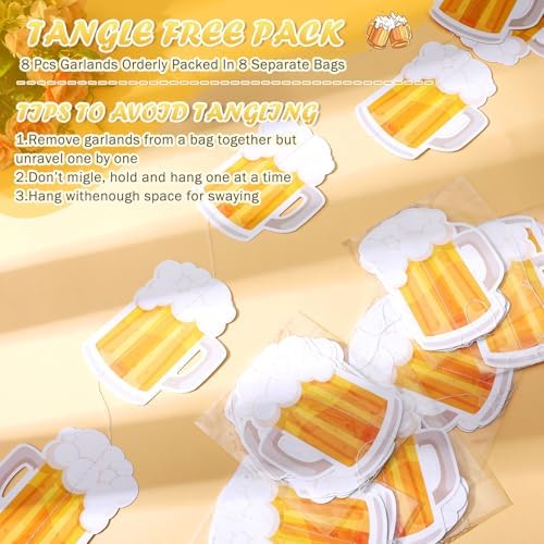 Pajean 8 Pcs Beer Mug Garland Banners for Parties