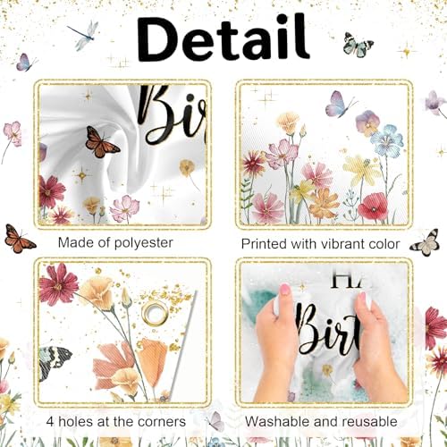 Avezano Wildflower Birthday Banner 6x36ft