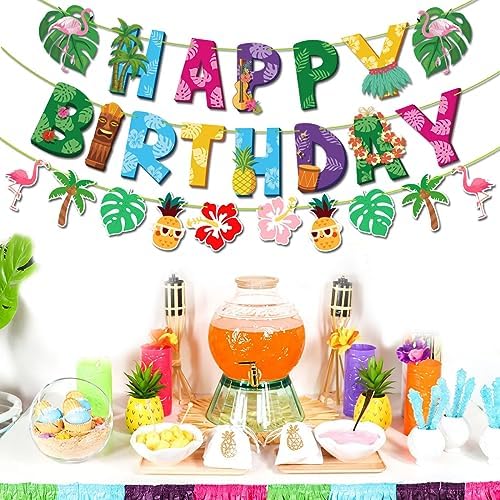 Hawaiian Birthday Banner 3 Pack Luau Decorations