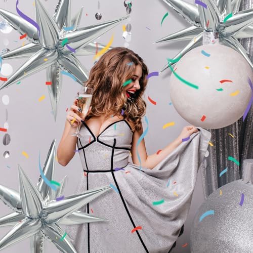 60Pcs Silver Star Balloons Party Decorations