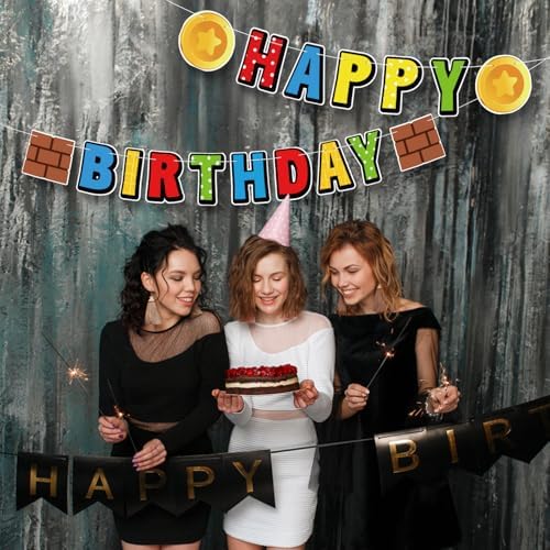 Happy Birthday Colorful Banner with Cartoon Design