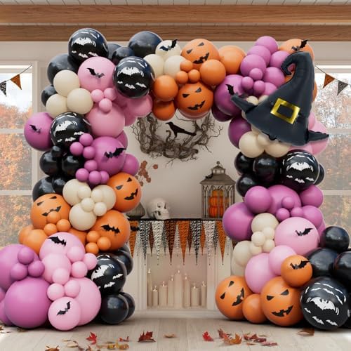 196Pcs Halloween Balloons Garland Arch Kit