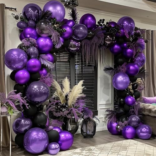 Purple and Black Balloons Garland Arch Halloween Party Decoration Kit