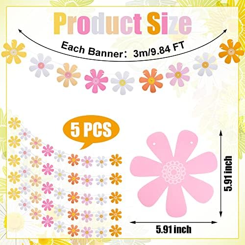 Set of 5 Daisy Paper Garland Boho Decor Banners