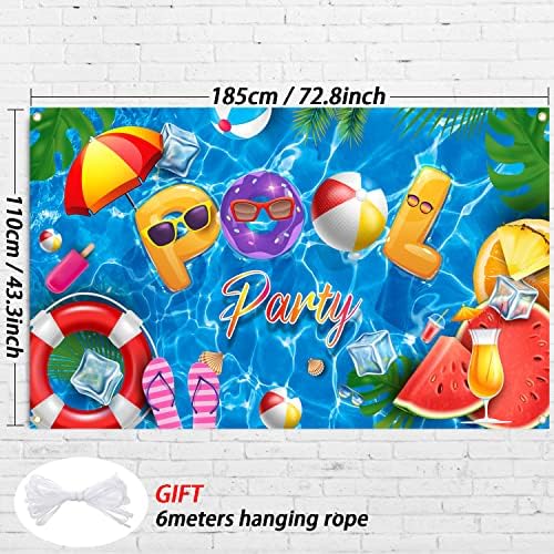 Swimming Pool Party Backdrop Banner for Decorations and Photography