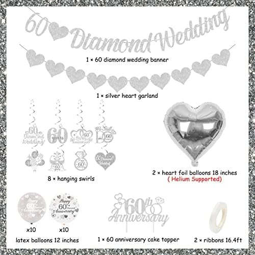 60th Diamond Anniversary Balloon Decor Set
