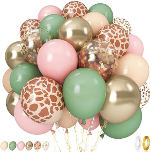 Pink Jungle Safari Balloons 60PCS Party Decorations