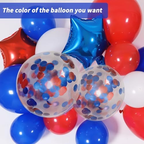 RUBFAC 160pcs Red White Blue Balloons Garland Arch Kit