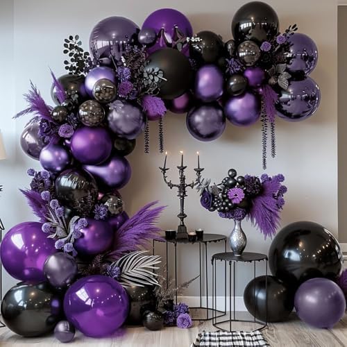 Purple and Black Balloons Garland Arch Halloween Party Decoration Kit
